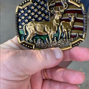 Patriotic Deer Belt Buckle